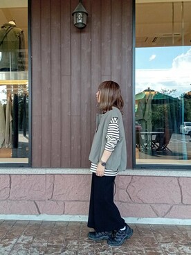 「ITEMS URBANRESEARCH（アイテムズ アーバンリサーチ）のリブロングスカート（スカート）」を使った、tanakaさん（レディース・150cm）の秋コーディネート