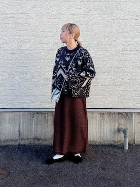 「ラメニット」｜「アイテム（スリッポン）」を使った、tanakaさん（レディース・150cm）の冬コーディネート