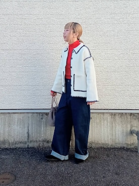 「冬の差し色コーデ」｜tanakaさん（レディース・150cm）の冬コーディネート