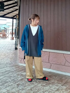 「ITEMS URBANRESEARCH（アイテムズ アーバンリサーチ）のアイテム（チノパンツ）」を使った、tanakaさん（レディース・150cm）の秋コーディネート