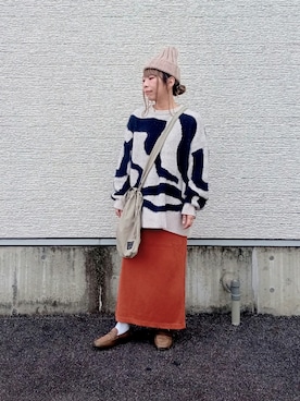 「ITEMS URBANRESEARCH（アイテムズ アーバンリサーチ）のリブロングスカート（スカート）」を使った、tanakaさん（レディース・150cm）の秋コーディネート