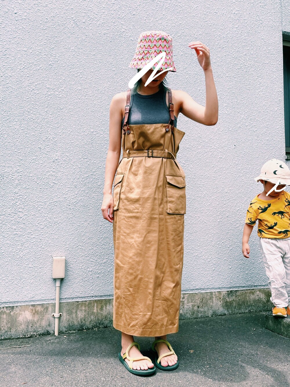 「アメリカンスリーブ、モンベル、Littlesuzie」｜「mont-bellの▲【OCEANS7月号掲載】mont-bell × ビーミング by ビームス / 別注 ソックオンサンダル（サンダル、グリーン系）」を使った、Chinkkarinさん（レディース・165cm）の夏コーディネートの1枚目の写真