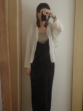 「ounceのアイテム（カーディガン/ボレロ、ホワイト系）」を使った、___2708gさん（レディース・169cm）の秋コーディネート