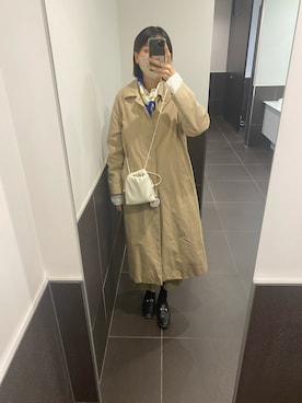 「巾着バッグ」｜「アイテム（ステンカラーコート）」を使った、___2708gさん（レディース・169cm）の冬コーディネート