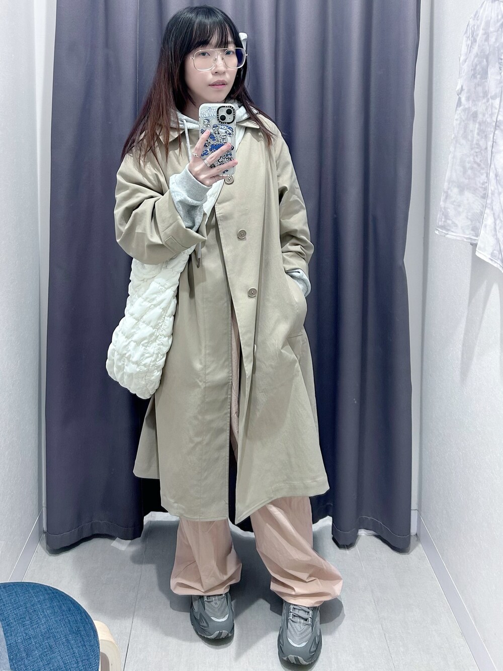 「春ファッション、ootd」｜「無印良品のアイテム（トレンチコート、ベージュ系）」を使った、ドドちゃんさん（レディース・148cm）の春コーディネートの1枚目の写真