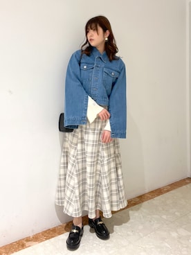 「OLIVE des OLIVE（オリーブデオリーブ）のアイテム（デニムジャケット）」を使った、ななみんさん（レディース・158cm）の冬コーディネート