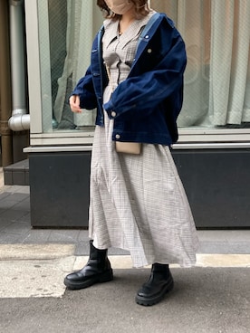 「OLIVE des OLIVE（オリーブデオリーブ）のアイテム（デニムジャケット）」を使った、ななみんさん（レディース・158cm）の春コーディネート