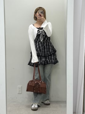 「アイテム（ボストンバッグ）」を使った、ななみんさん（レディース・158cm）の夏コーディネート
