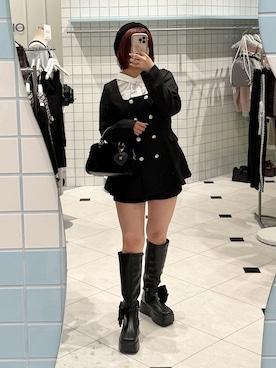 「アイテム（ノーカラージャケット）」を使った、ななみんさん（レディース・158cm）の秋コーディネート