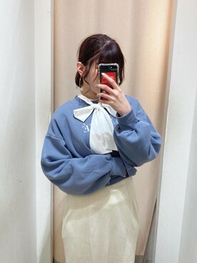 「ボウタイ」｜「アイテム（スウェット）」を使った、ななみんさん（レディース・158cm）の冬コーディネート