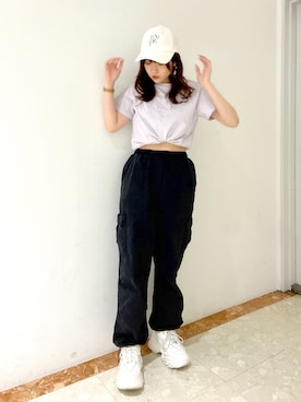 「OLIVE des OLIVE（オリーブデオリーブ）のアイテム（帽子）」を使った、ななみんさん（レディース・158cm）の春コーディネート