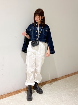 「OLIVE des OLIVE（オリーブデオリーブ）のアイテム（デニムジャケット）」を使った、ななみんさん（レディース・158cm）の冬コーディネート