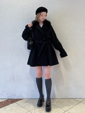 「アイテム（ステンカラーコート）」を使った、ななみんさん（レディース・158cm）の秋コーディネート