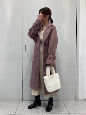 「OLIVE des OLIVE（オリーブデオリーブ）のアイテム（チェスターコート）」を使った、ななみんさん（レディース・158cm）の秋コーディネート