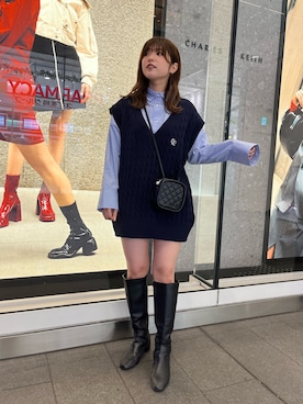 「アイテム（ベスト）」を使った、ななみんさん（レディース・158cm）の冬コーディネート