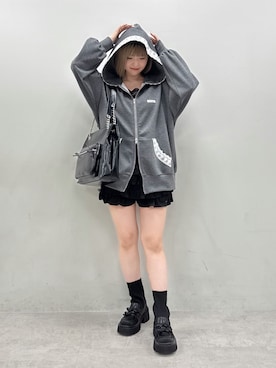 「アイテム（パーカー）」を使った、ななみんさん（レディース・158cm）の夏コーディネート