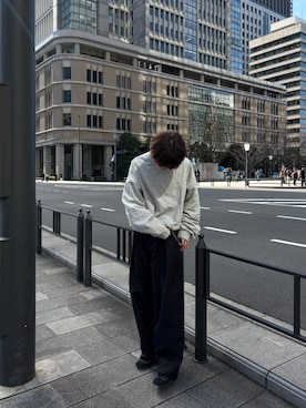 「Bleme（ブレム）のアイテム（スラックス）」を使った、がんさん（メンズ・177cm）の冬コーディネート