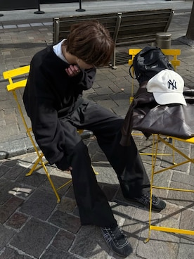 「Bleme（ブレム）のアイテム（スラックス）」を使った、がんさん（メンズ・177cm）の秋コーディネート