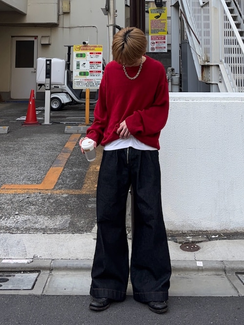 Wrangler × CamphorWood 】front zip 2tuck wide baggy flare broken