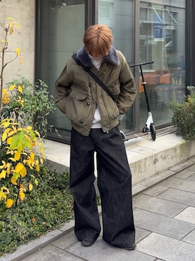 「アイテム（ミリタリージャケット）」を使った、がんさん（メンズ・177cm・20代）の冬コーディネート