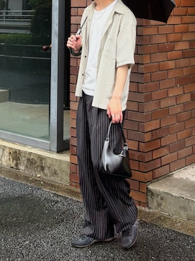 「Bleme（ブレム）のアイテム（スラックス）」を使った、がんさん（メンズ・177cm）の夏コーディネート