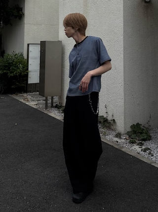 「EPNK（イーピーエヌケー）のFine - border henly Tee / ファインボーダーヘンリーネックT（Tシャツ/カットソー）」を使った、がんさん（メンズ・177cm）の春コーディネート