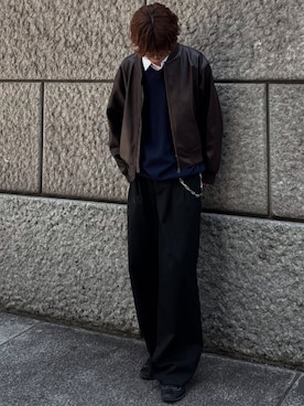 「アイテム（MA-1）」を使った、がんさん（メンズ・177cm）の秋コーディネート