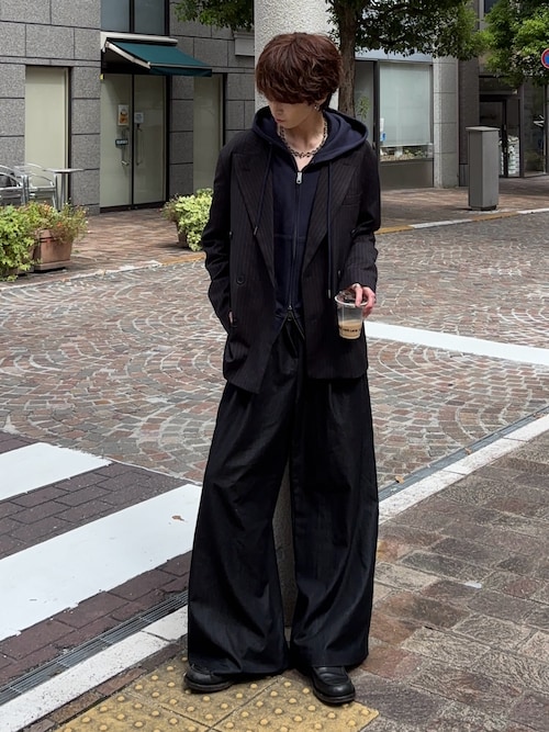 LURAKU】One Point double zip-up hoodie /ワンポイントダブルジップ