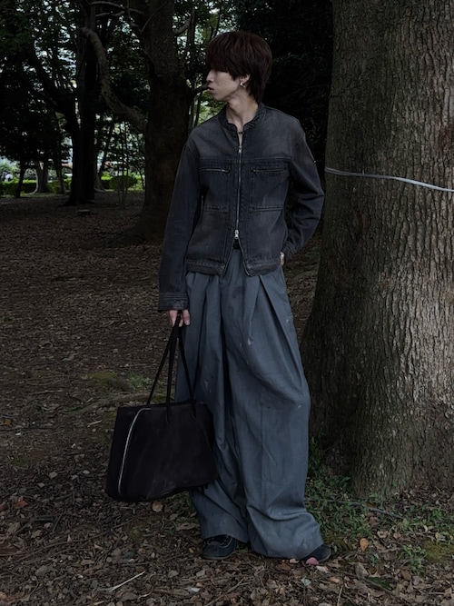 VINTAGE WASHED DENIM ZIP MOTO JACKET（デニムジャケット）｜WYM