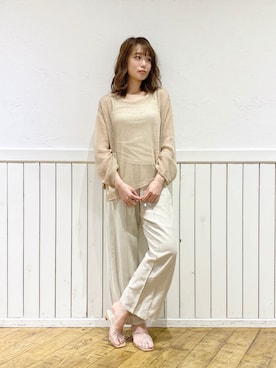 「アイテム（サンダル、その他）」を使った、rina momiuraさん（レディース・157cm）の春コーディネート