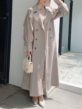 「dazzlin（ダズリン）のアイテム（トレンチコート）」を使った、rina momiuraさん（レディース・157cm）の秋コーディネート