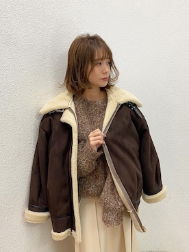 「ダズリン」｜「アイテム（ブルゾン）」を使った、rina momiuraさん（レディース・157cm）の冬コーディネート
