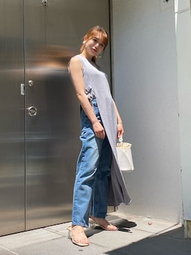 「消えそうな色コーデ」｜「アイテム（ワンピース/ドレス）」を使った、rina momiuraさん（レディース・157cm）の夏コーディネート