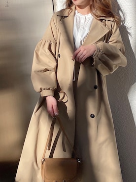 「dazzlin（ダズリン）のアイテム（トレンチコート）」を使った、rina momiuraさん（レディース・157cm）の冬コーディネート