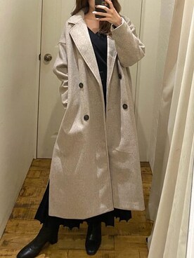 「大人シンプル」｜「アイテム（その他アウター）」を使った、rina momiuraさん（レディース・157cm）の冬コーディネート