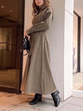 「アイテム（ワンピース、その他）」を使った、rina momiuraさん（レディース・157cm）の秋コーディネート