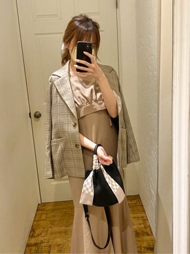 「ゆるコーデ」｜「アイテム（テーラードジャケット、その他）」を使った、rina momiuraさん（レディース・157cm）の春コーディネート