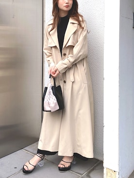 「dazzlin（ダズリン）のアイテム（トレンチコート）」を使った、rina momiuraさん（レディース・157cm）の春コーディネート