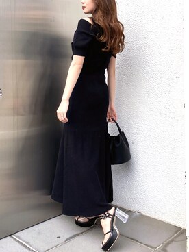 「オープンショルダー」｜「アイテム（ワンピース/ドレス）」を使った、rina momiuraさん（レディース・157cm）の春コーディネート