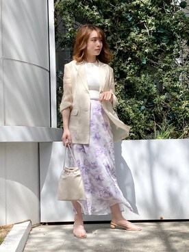 「クリアサンダル」｜「アイテム（ジャケット/アウター）」を使った、rina momiuraさん（レディース・157cm）の春コーディネート