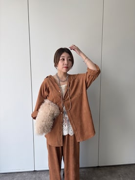 「DouDou（ドゥドゥ）の【新色追加】スカラレースキャミ（シャツ/ブラウス）」を使った、doudouyukieさん（レディース・153cm）の夏コーディネート