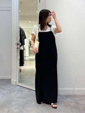 「DouDou（ドゥドゥ）のインナーセットワンピース（ワンピース、ブラック系）」を使った、doudouyukieさん（レディース・153cm）の夏コーディネート