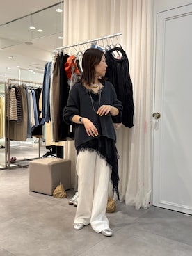 「DouDou（ドゥドゥ）のアイテム（パンツ）」を使った、doudouyukieさん（レディース・153cm）の春コーディネート