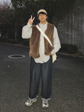 「アイテム（その他アウター、ブラウン系）」を使った、まーさん（メンズ・174cm）の秋コーディネート
