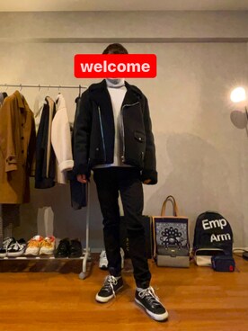 「CONVERSE TOKYO（コンバーストウキョウ）のアイテム（ジャケット/アウター）」を使った、Welcome Clubさん（メンズ・168cm）の冬コーディネート