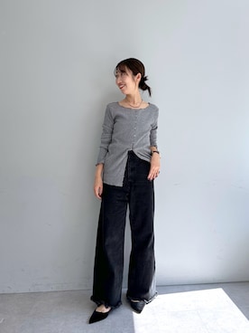 「アイテム（カーディガン/ボレロ）」を使った、YURIさん（レディース・153cm）の夏コーディネート