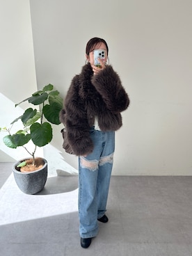 「ファーコート」｜「アイテム（ジャケット/アウター）」を使った、YURIさん（レディース・153cm）の秋コーディネート