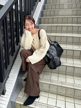 「アイテム（トートバッグ、ブラック系）」を使った、YURIさん（レディース・153cm）の秋コーディネート