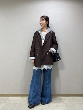 「アイテム（パーカー）」を使った、YURIさん（レディース・153cm）の秋コーディネート
