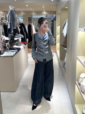「mystic（ミスティック）の配色レイヤードプルオーバー（Tシャツ/カットソー、グレー系）」を使った、YURIさん（レディース・153cm）の秋コーディネート
